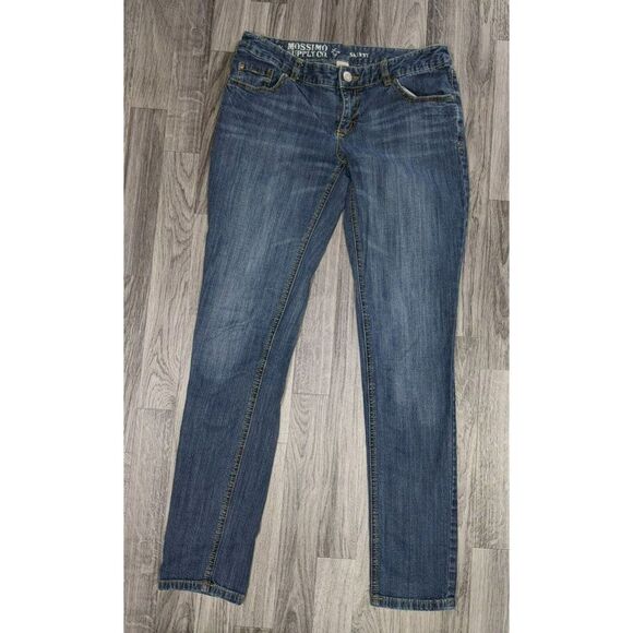 Mossimo Supply Co. Denim - (3/$35) Mossimo Supply Co Size 9 Whiskered Skinny Embroidered Denim Blue Jeans